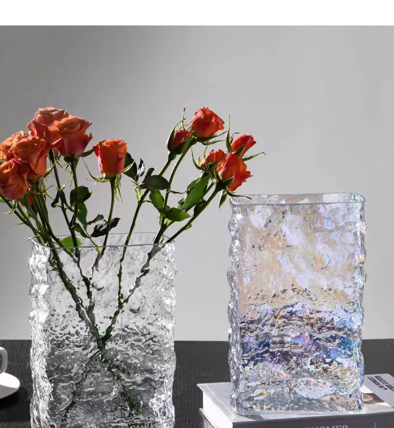 

Finland Glacier Vase Nordic Simple Transparent Glass Flower Aquaculture Decoration Vase Living Room Table Flower Arrangement