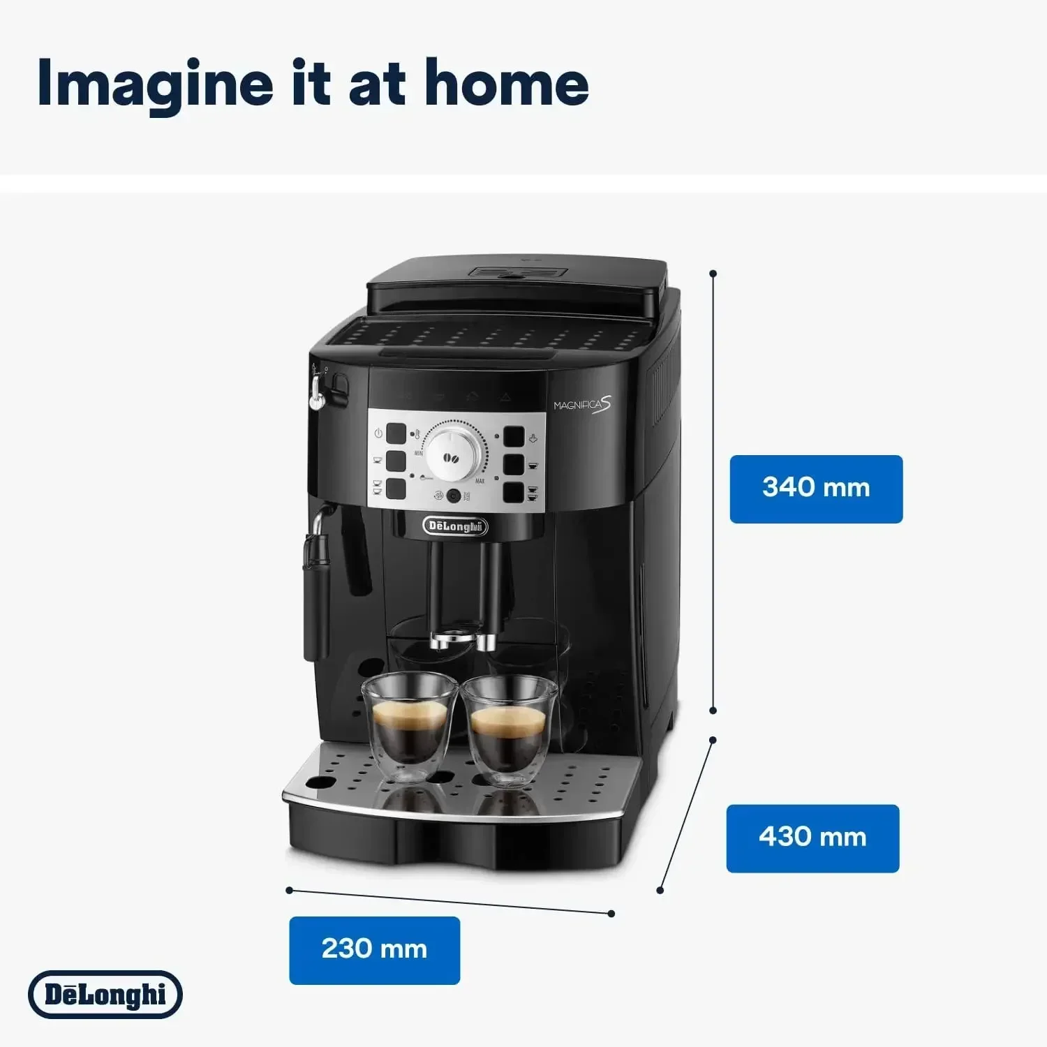 De'Longhi Magnifica S ECAM22.110.B, Coffee Maker with with Milk Frother, Automatic Espresso Machine with 2 Hot Coffee Drinks Re