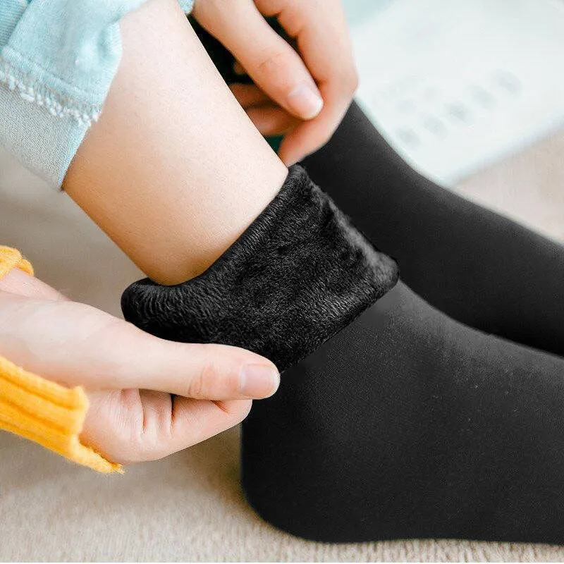 Winter Warm Solid Women Socks Thicken Thermal Socks Wool Cashmere Black Skin Seamless Snow Sock Velvet Unisex Socks