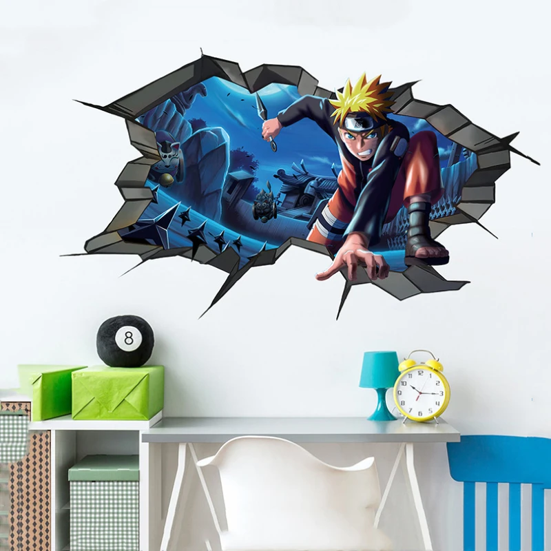 NARUTO Uzumaki Naruto Cartoon Wall Stickers Children\'s Room Decoration Stickers Uchiha Sasuke Anime Children\'s Toys BirthdayGift