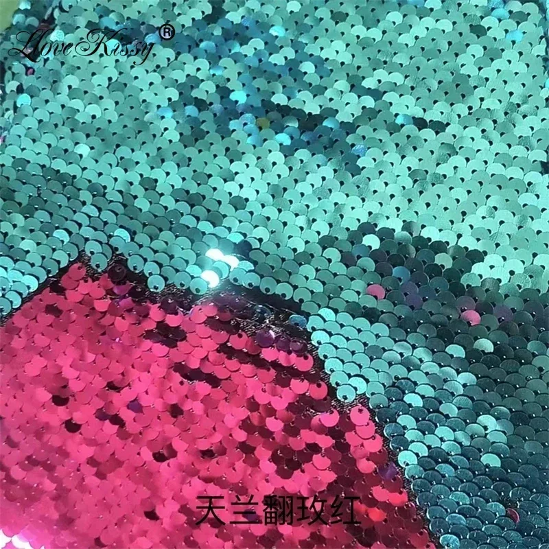 19 Colors 5MM Sequins Fabrics Satin Embroidery Flip Glitter Fabric  For Party Wedding Dress Background wall Wide:125CM