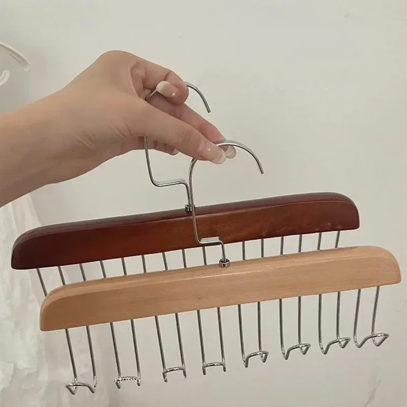 Multifunctional Solid Wood Clothes Hanger Underwear Vest Wooden Storage Rack Tie Drying Underwear Sling Bag  Percha de madera