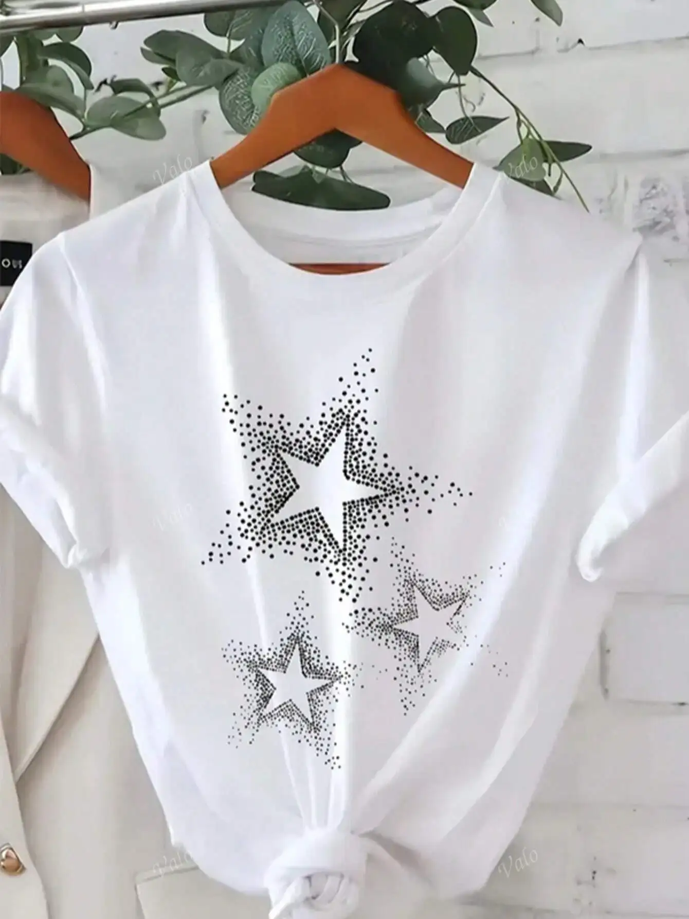 

Женская повседневная футболка с принтом звездных точек, летняя футболка с коротким рукавом, повседневная женская летняя одежда с короткими рукавами и круглым вырезом