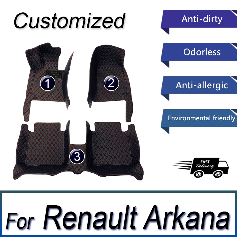 Car Floor Mats For Renault Arkana Samsung XM3 2020 2021 2022 2023 5seat Waterproof Pads Car Mats Full Set Carpet Car Accessories