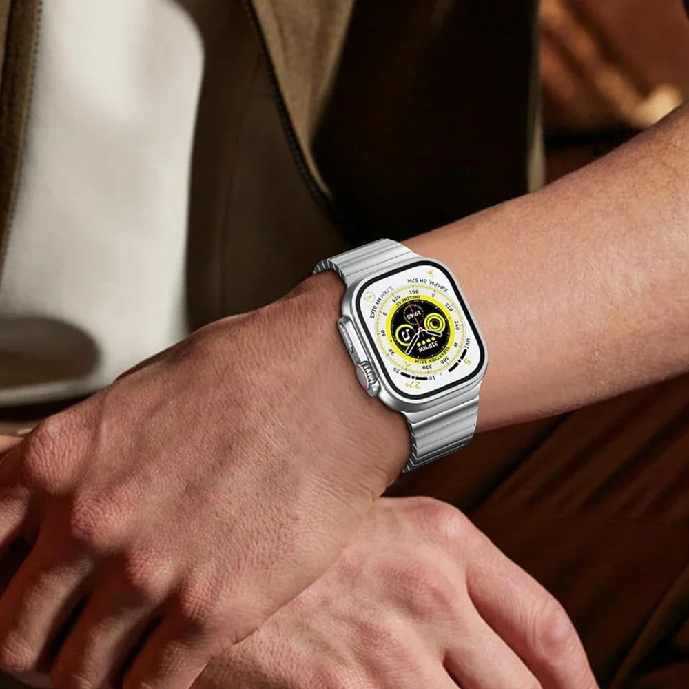 Correa de acero inoxidable para Apple watch, pulsera de negocios de 45mm, 44mm, 42mm, 41mm, 40mm, 38mm, iwatch Ultra 2, 49mm, 9, 8, 7, 6, 5, 4, se 3
