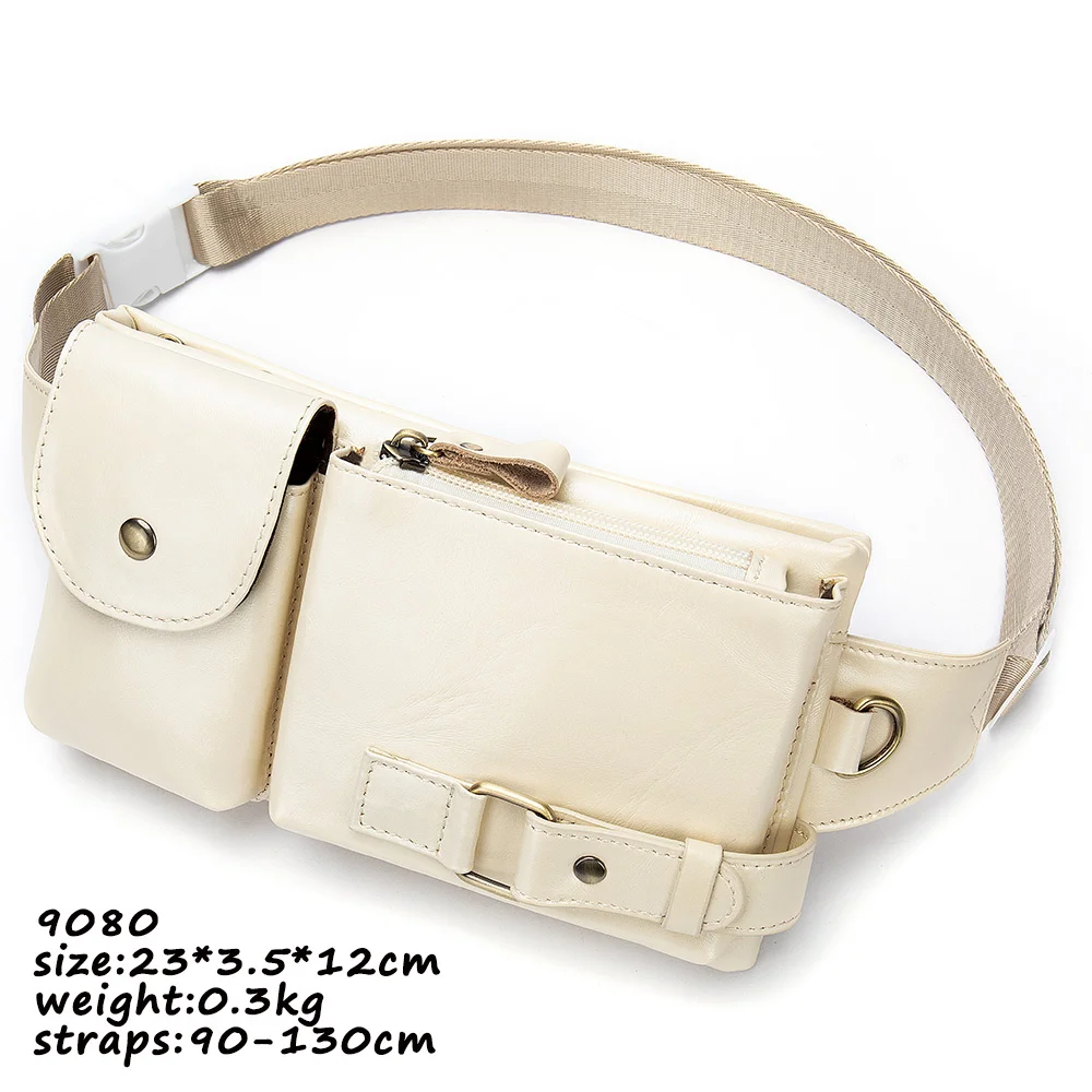 Genuine Leather Belt Bag Women's Waist Bags Fanny Pack Unisex Phone Pouch Travel Bumbag riñonera mujer hombre