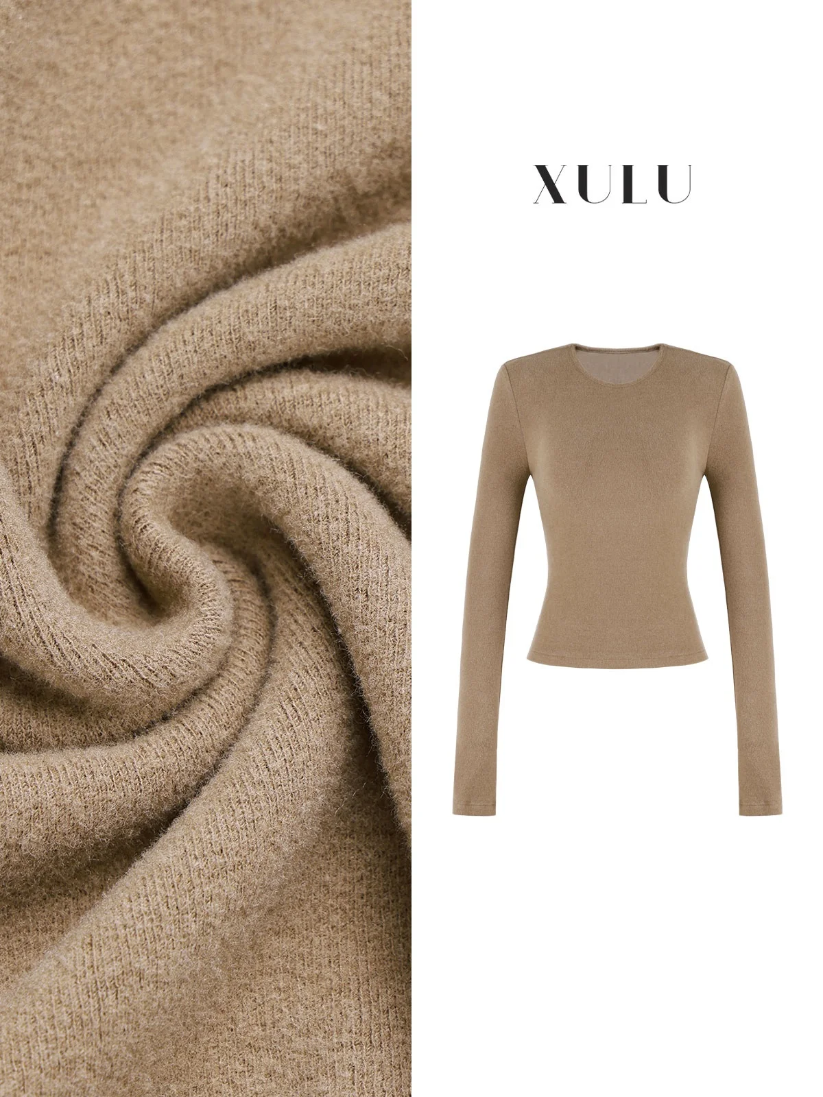 

Оригинальная утепленная футболка XULU из мериносового вельвета с длинным рукавом и круглым вырезом, облегающая, универсальная, цветная