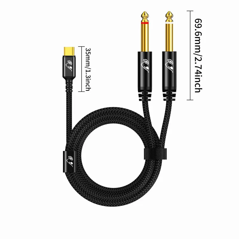 Type-C to Dual 6.35mm Audio Cable, 1/4