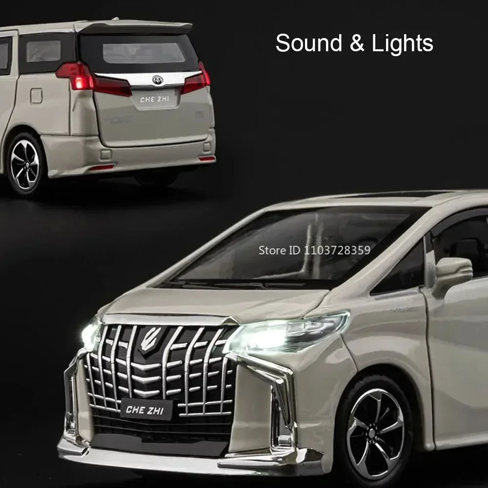 1:32 アルファード ヴェルファイア MPV おもちゃの車 モデル 合金ダイキャスト サウンドライト ドア開閉 サウンドライト プルバック式 装飾品 子供向けギフト