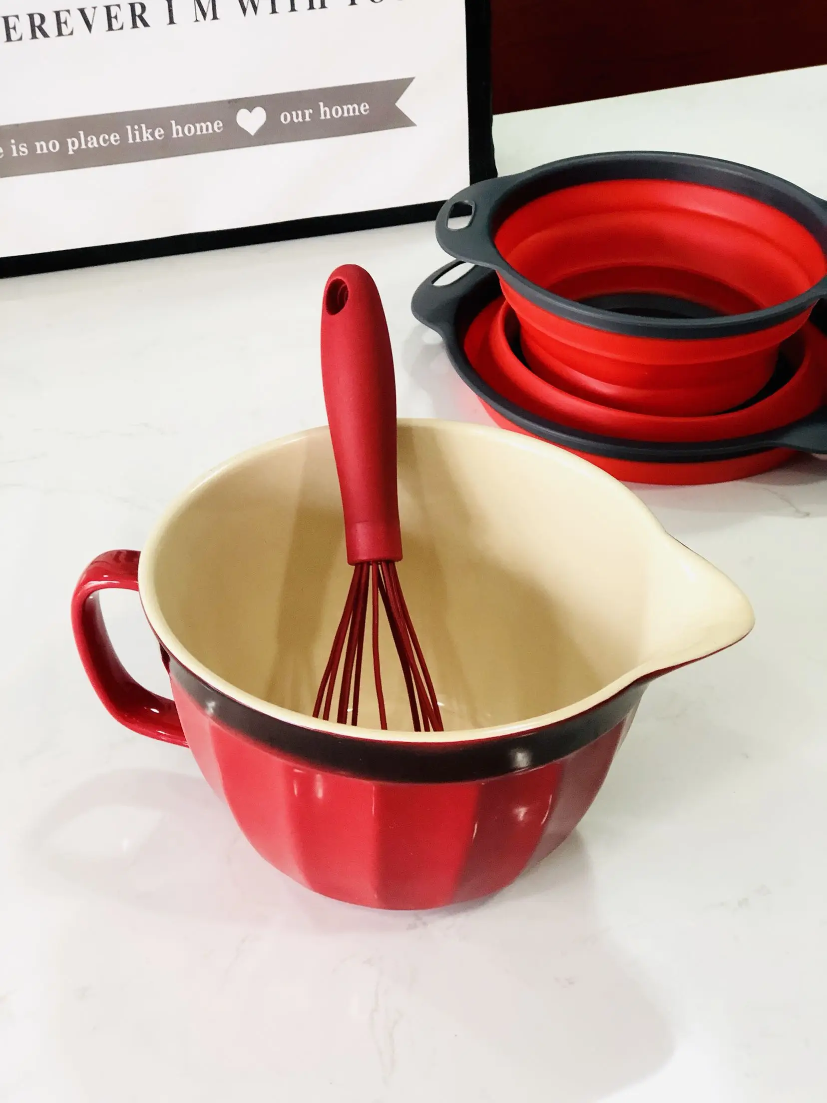 

Винтажная чаша для взбивания яиц Cerc, цвет adient, большая красная моющаяся дренажная чаша с гладкой поверхностью, скандинавская обеденная посуда