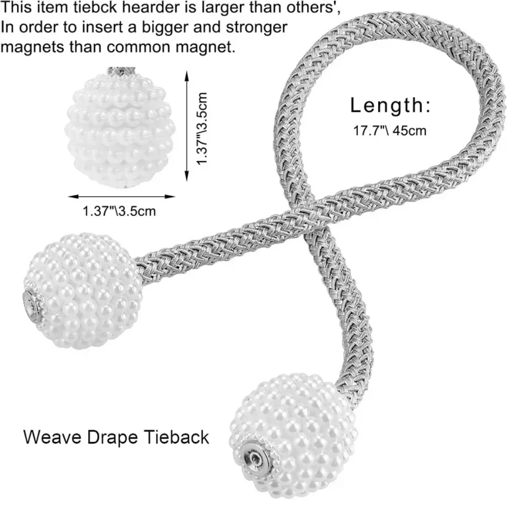 Fermatende magnetiche per tende palla di perle fibbia per tende per la casa decorazione europea clip per tessere supporto per cinghie di corda per