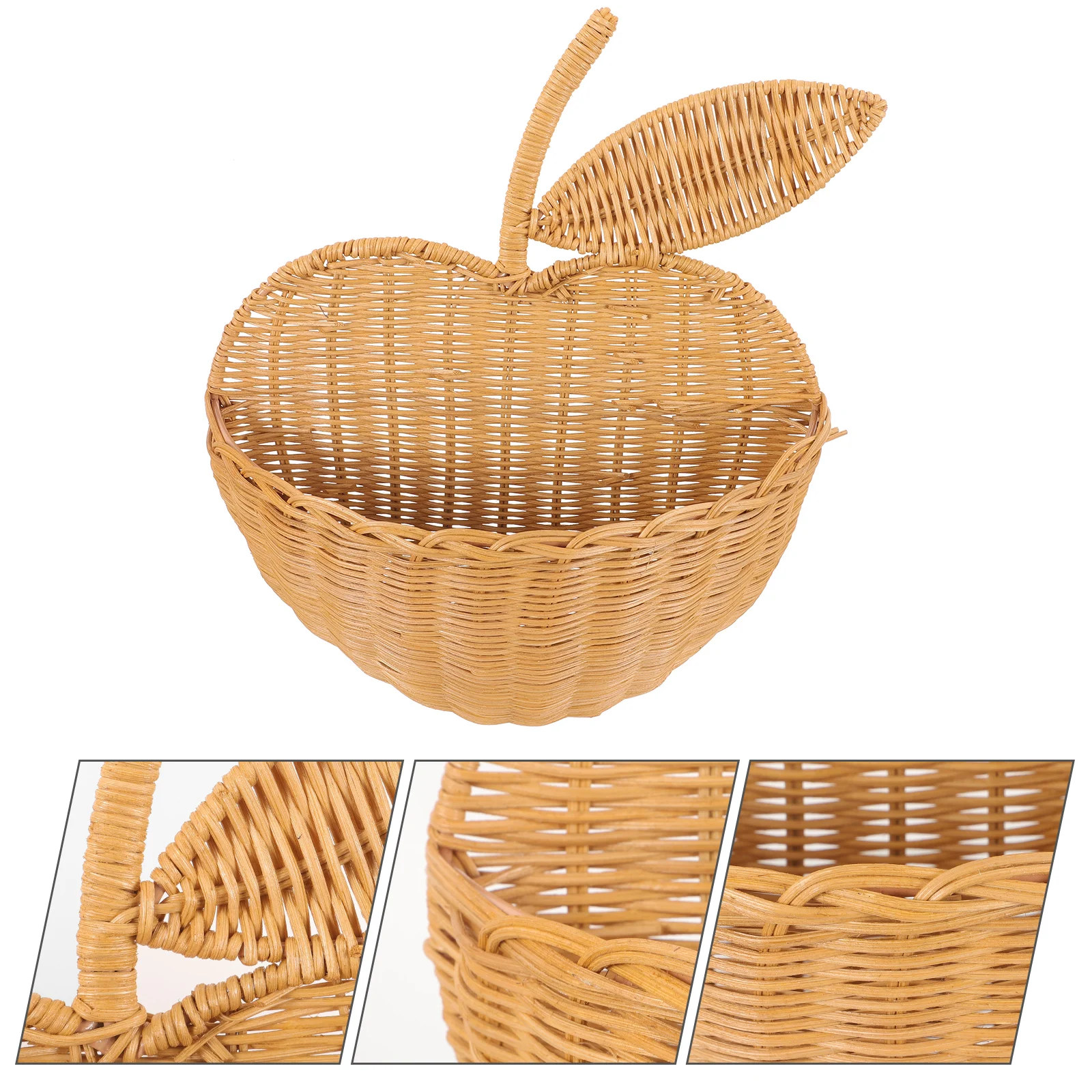 

Apples Shaped Wall Baskets Wicker Hanging Multi-purpose Decorate Woven Rattan Handmade Fruit Storage
