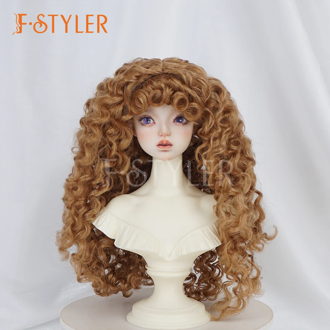 

FStyler BJD Wig 8-9inch Synthetic Mohair Wigs Long Fluffy Curls 1/3 Dolls Hair YOSD OB11 Doll Accessories for Girls