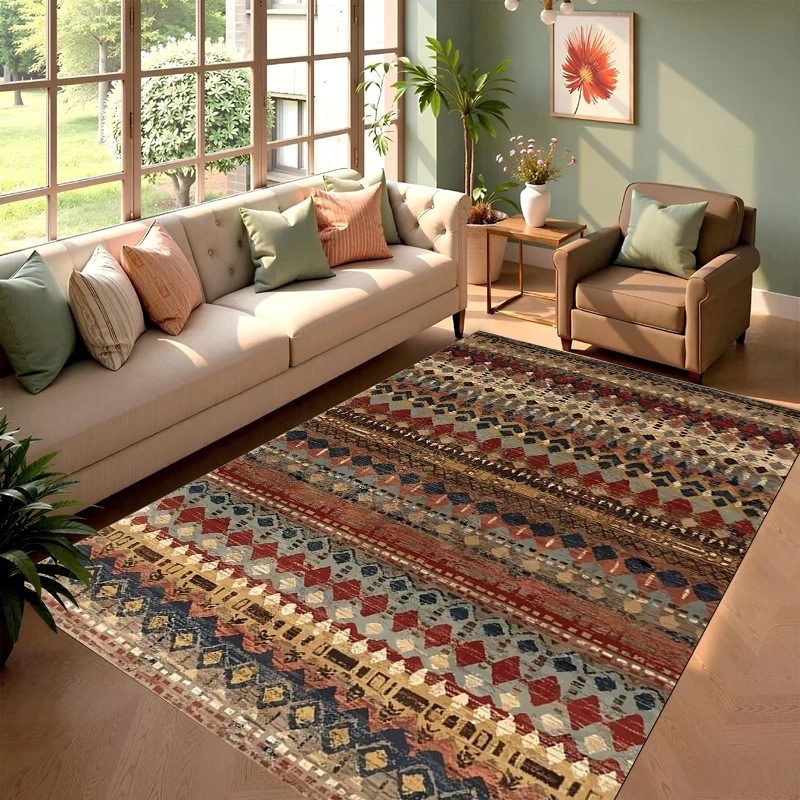 Bohemian Kilim Style Area Rug Collection Non Slip Wear Resistant Soft Washable Entryway Floor Mat for Living Room Bedroom Decor