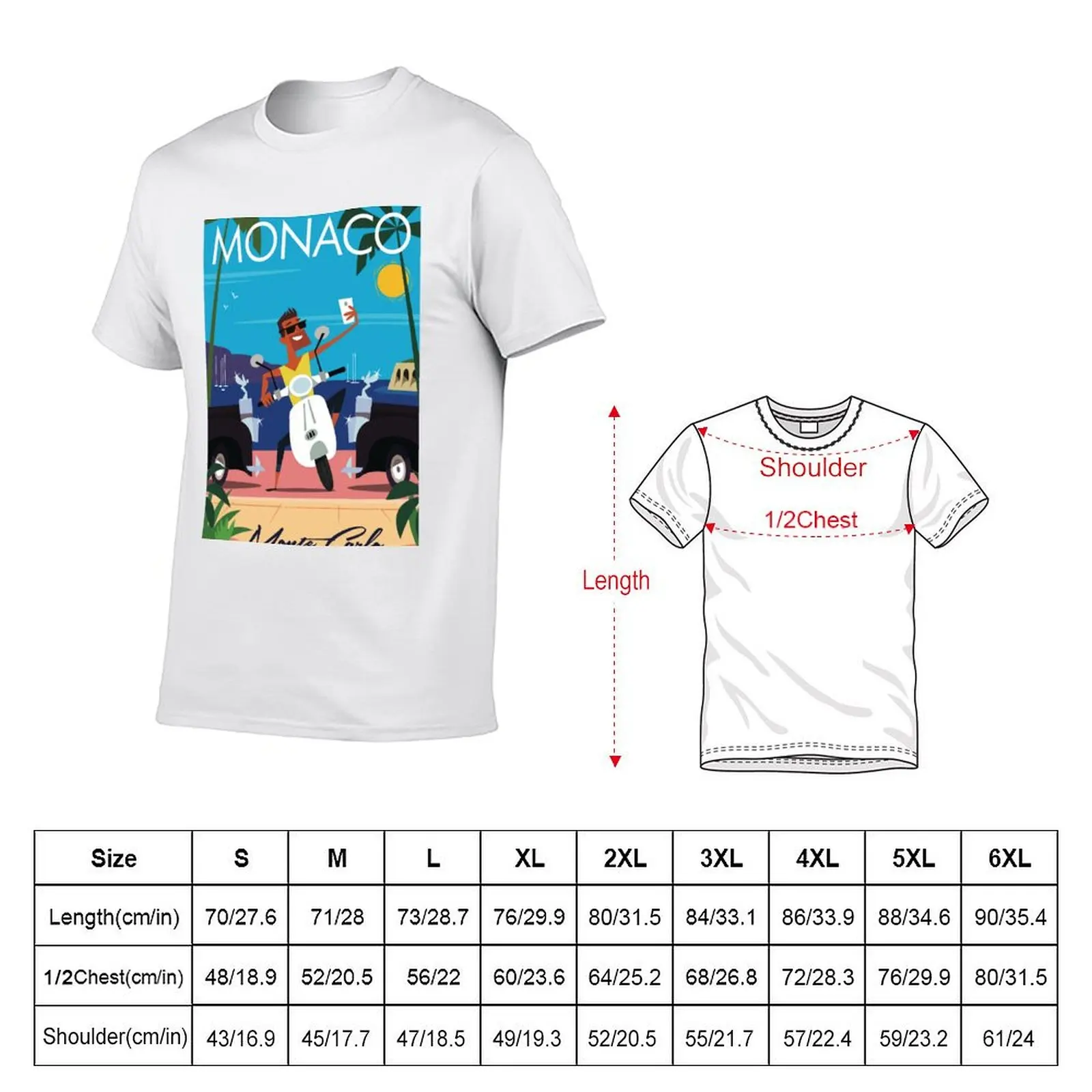 Monaco poster T-Shirt Streetwear Print Tee Shirt