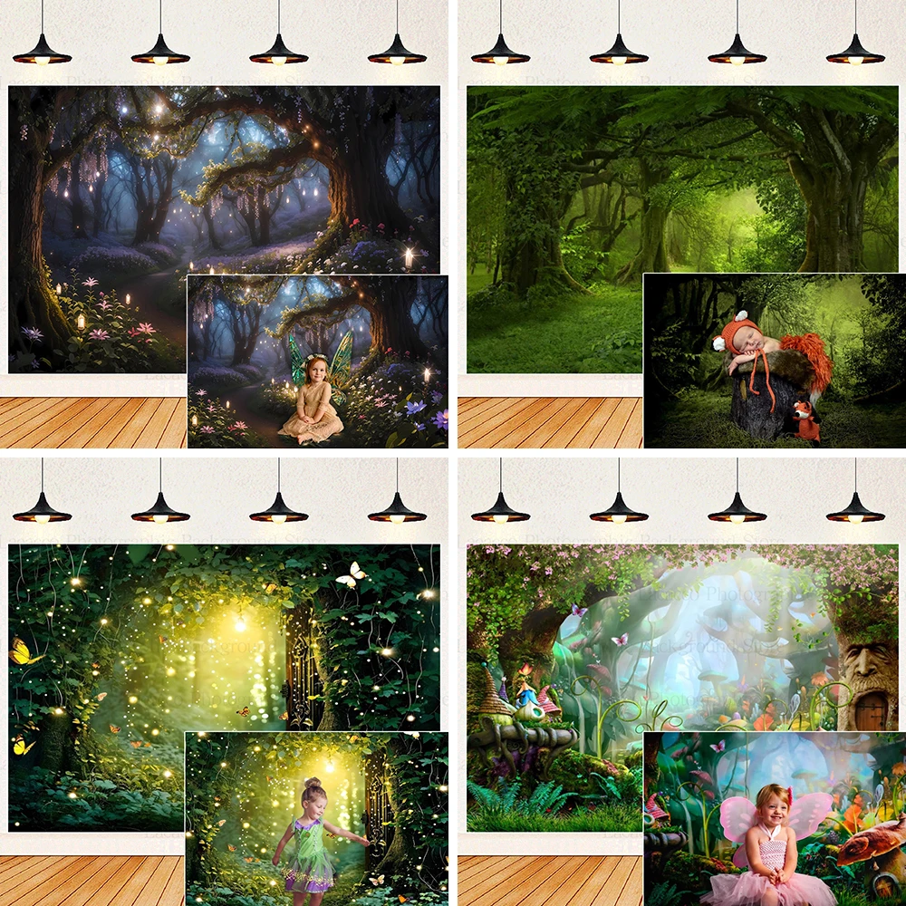 

Enchanted Garden Jungle Photography Backgrounds Fairy Birthday Kids Party Wonderland Firefly Butterfly Maternity Spring Backdrop