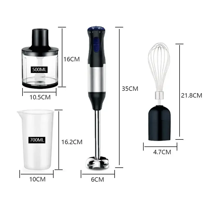 Electric Stick Hand Blender 4 in 1 Handheld Mixer 1000W Stainless Steel Blade Vegetable Meat Immersion Egg Whisk Juicer