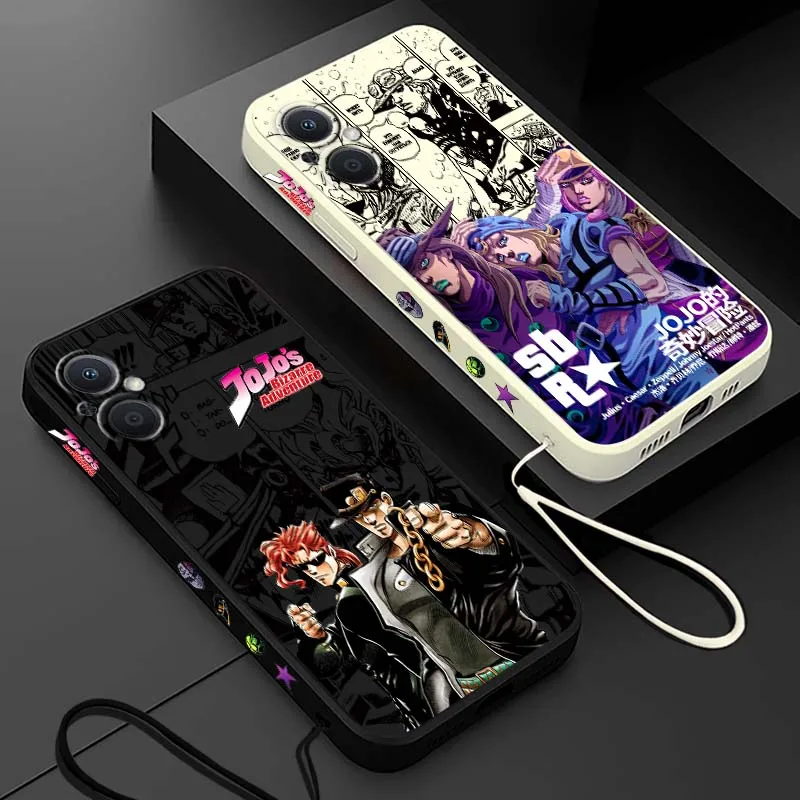 Чехол для телефона из японского аниме JOJO Kujo Jotaro для OPPO Reno 8 7 6 5 A96 A78 A74 A72 A58 A53 A40 A54s Lite 5G Liquid Left Rope