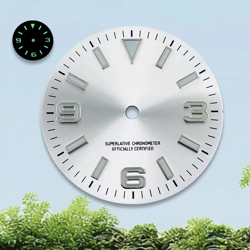 

28.5mm S Logo NH35 369 Dial Green Lume Suitable for NH35/NH36 Movement Watch Modification Parts