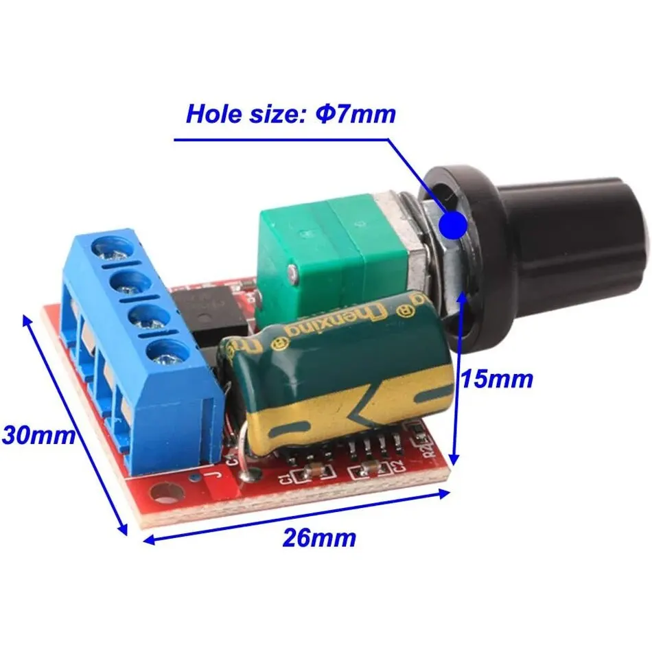 3szt Mini regulator prędkości PWM silnika DC, moduł przełącznika z regulacją prędkości DC 5V-35V 5A, regulator napięcia zmiennego 6V 12V 24V