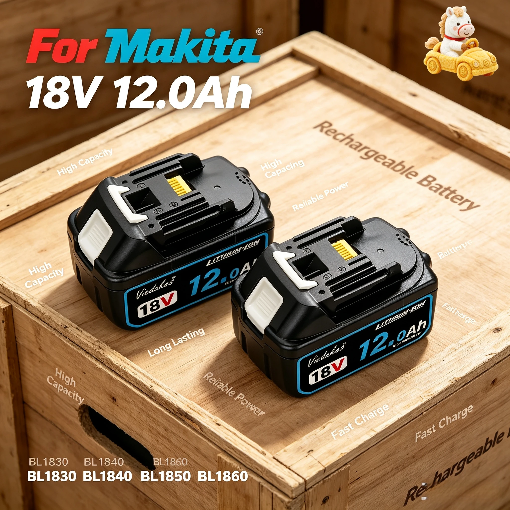 For Makita 18V LXT Series Batteries Including BL1860B, BL1850, BL1840, BL1830, BL1815 and More+3A Charger Fast Delivery