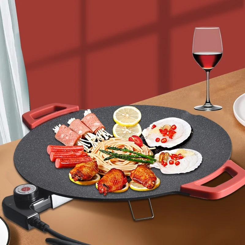 Barbecue Multifunctional Electric Baking Tray, Home Barbecue Pot, Wheat Rice Stone Non Stick Pot, Outdoor Barbecue Plate