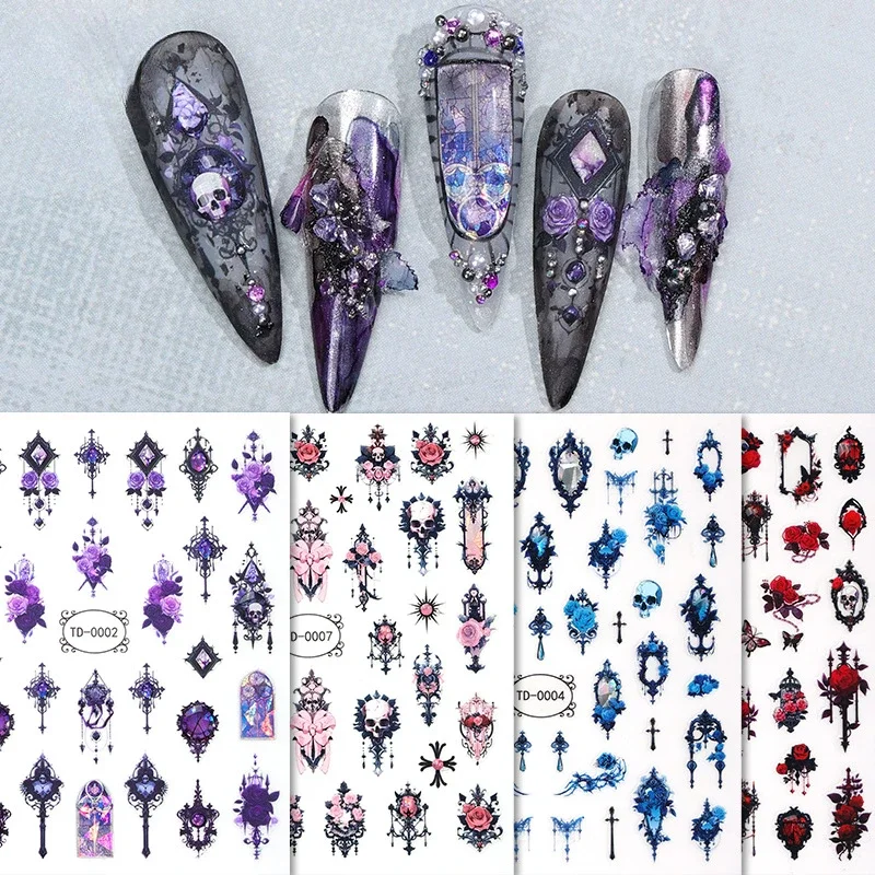 3d Halloween Gothic Design Nail Art Stickers Zwarte Kat Ghost Spider Web Design Nail Kleefstickers Tattoo Decoraties Manicure