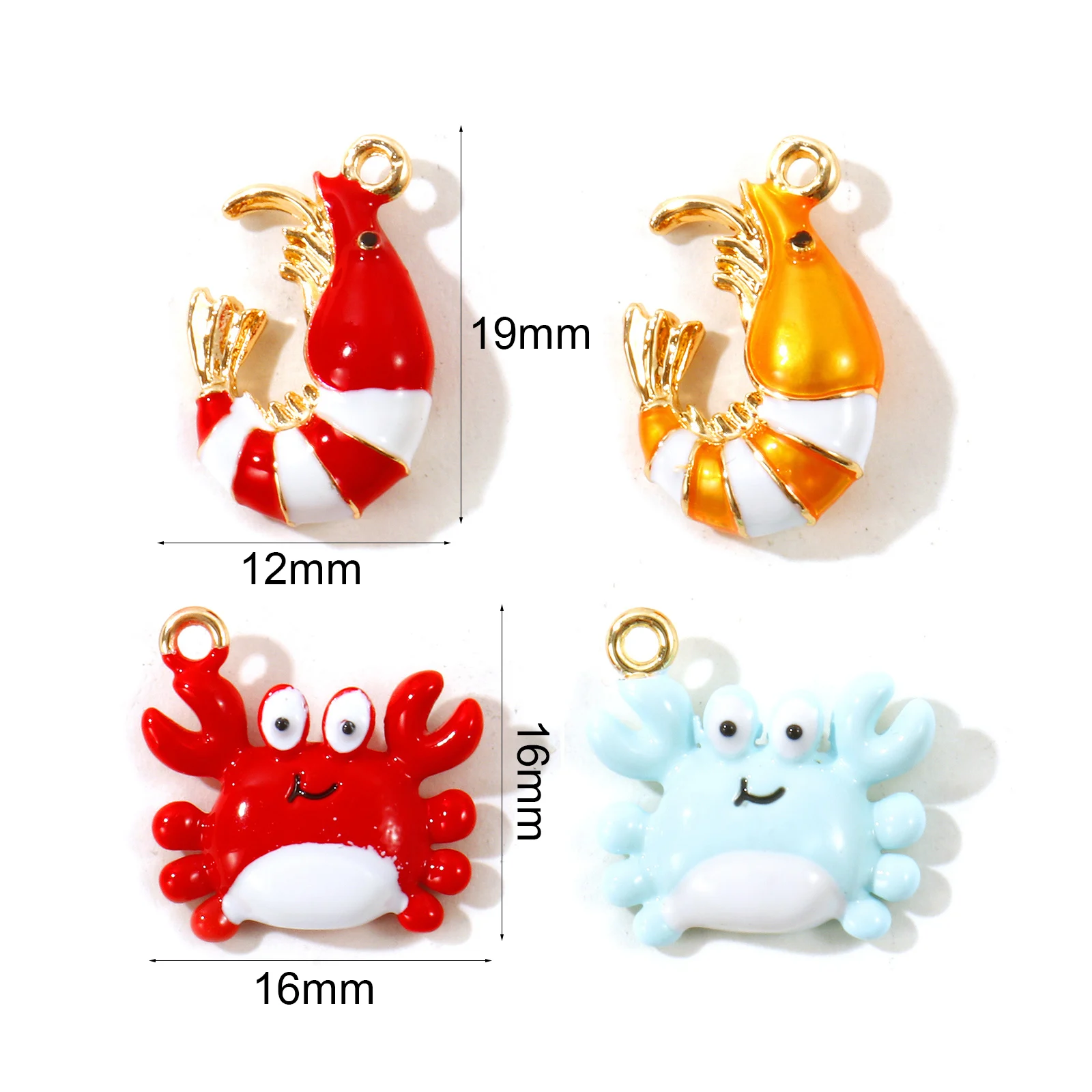 2pcs New Ocean Jewelry Charms 18K Gold Plated Lobster Crab Multicolor Enamel 3D Animal Brass Pendants Women DIY Necklace Jewelry