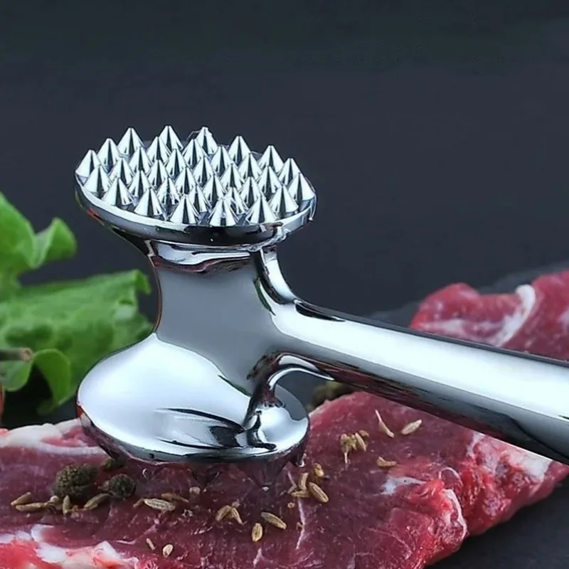 Solid Stainless Steel Meat Tenderizer Mallet Heavy Duty Kitchen Tool for Tenderizing Steak Pork Chicken Meat