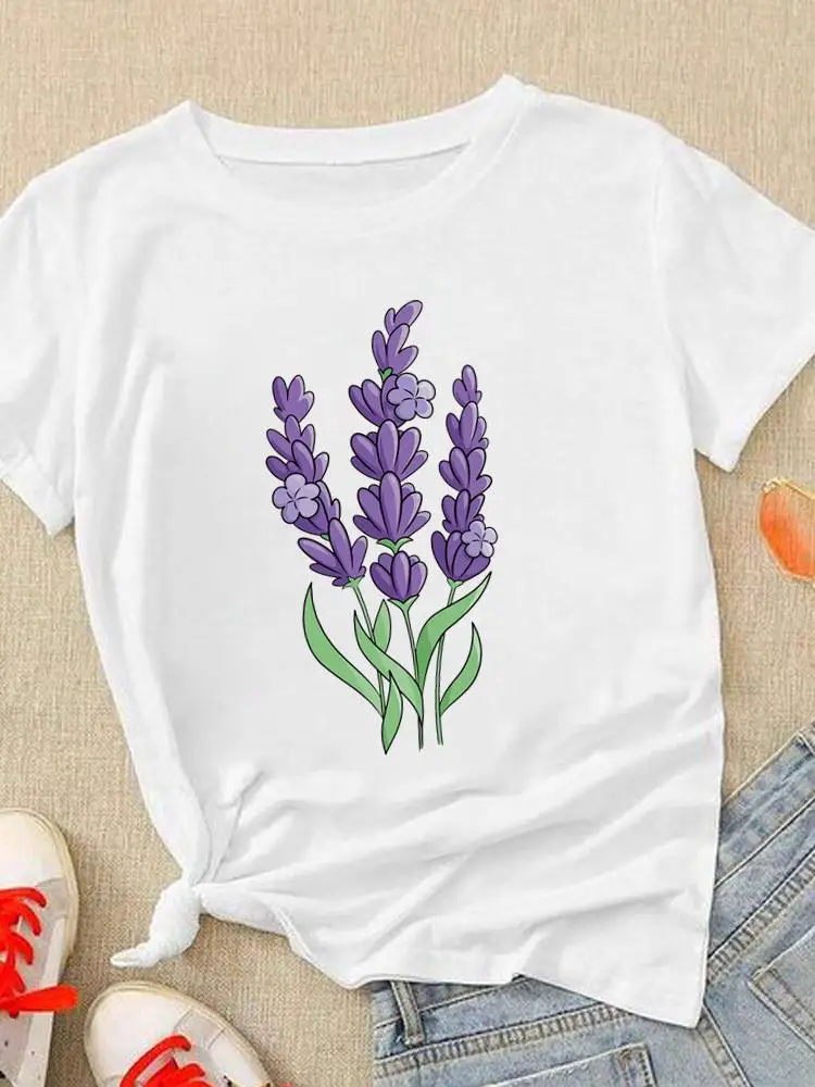 Bloem Zoete Jaren 90 Schattige Mooie Vrouwen Mode T-Shirt Cartoon T-Shirts T-Shirts T-Shirt Casual Bedrukt Grafische T-Top Dameprint Kleding