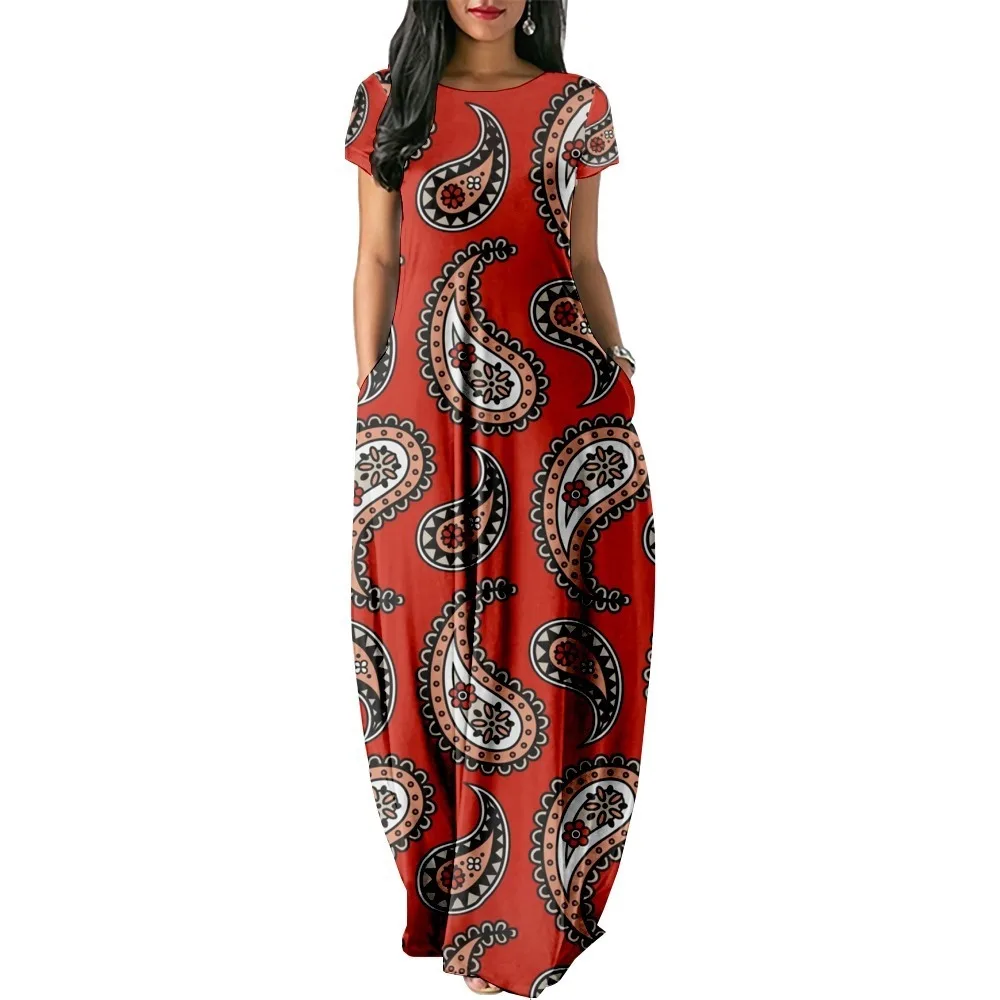 Summer Dress 2024 Hawaiian Retro Paisley Print Maxi Dress Streetwear Women Luxury Beach Stylish Party Robe Holiday Girl Vestido