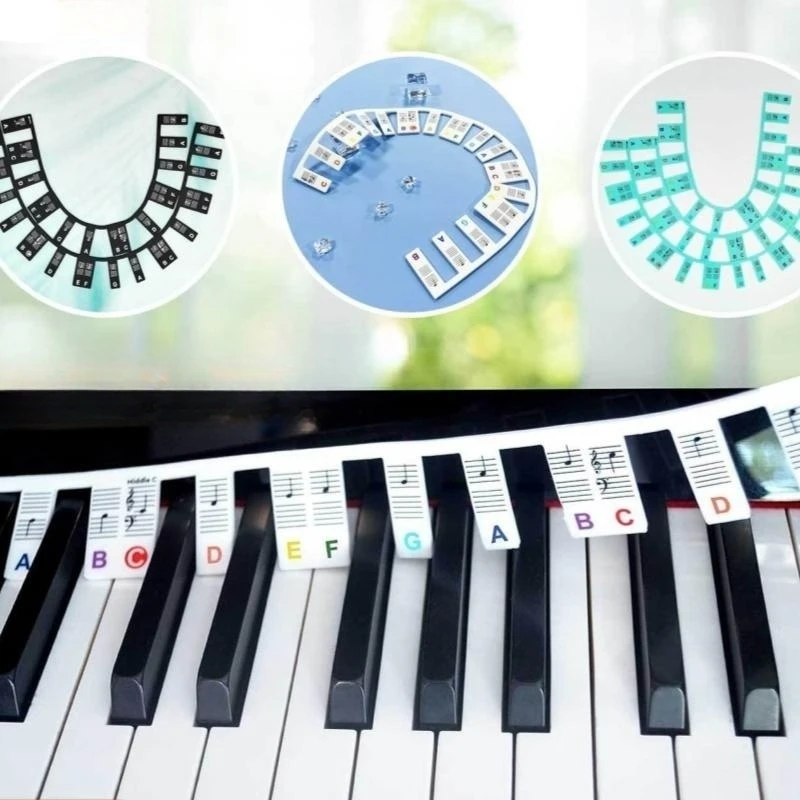 88/61 Keys Reusable Silicone Piano Keyboard Note Labels - Perfect for Kids & Beginners Learning Piano Notes Instrument Accessory