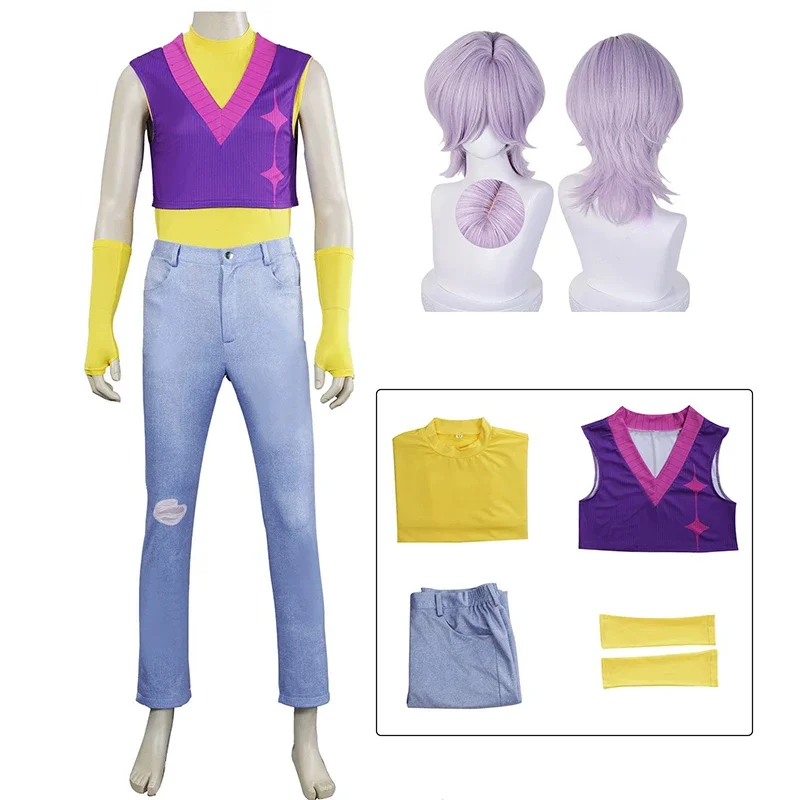 Saja-Disfraz de misterio para niños, peluca morada misteriosa KPop, traje de juego de rol para fiesta de Carnaval y Halloween para adultos