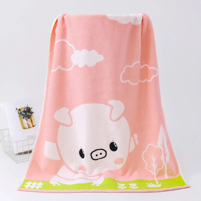 Cartoon Jacquard Pure Cotton Bathtowel Household Water Absorption Quick-Dry Towels Skin-Friendly Non-Shedding Sauna Sweat Towel
