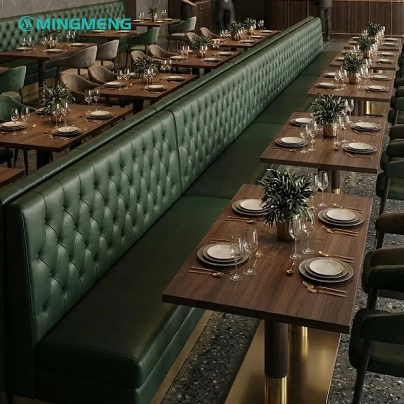 Restaurant Contemporary Coffee Shop Furniture Sets Sofa and Table Set Wood Leather Commercial Use
