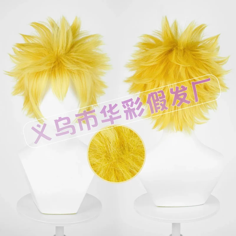 أنيمي اوزوماكي تأثيري قصيرة ذهبية مختلطة رقيق أشعث الطبقات مقاومة للحرارة الشعر الاصطناعية + عقال + شعر مستعار Capv؛ 2، r'6؛ t.