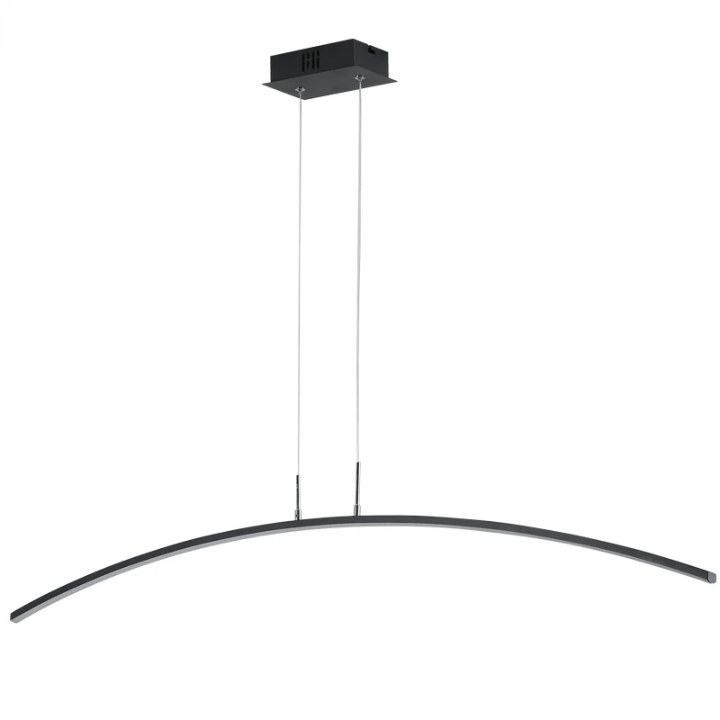 Remote Control ARC Shape White Black LED Hanging Lamp Modern Pendant Lights for Dining Room Bar Kitchen Lustre Pendant Lighting