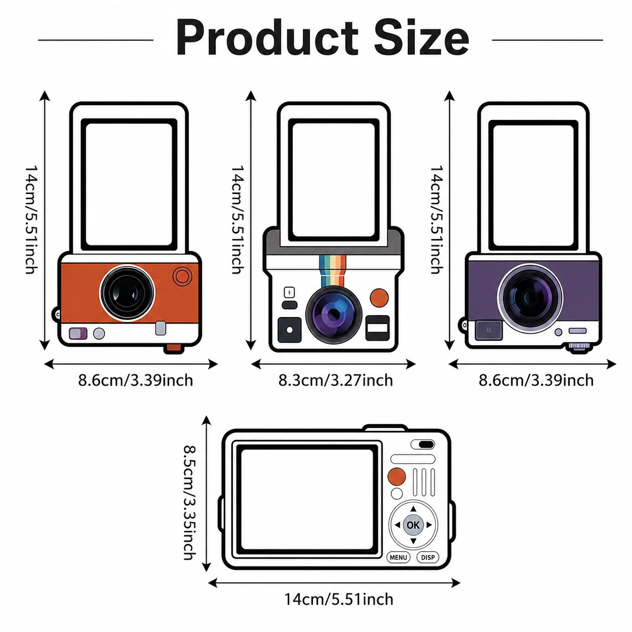 4pcs Magnetic Photo Frame Set – Retro Polaroid Camera Fridge Magnets with Easy Photo Replacement for Refrigerator