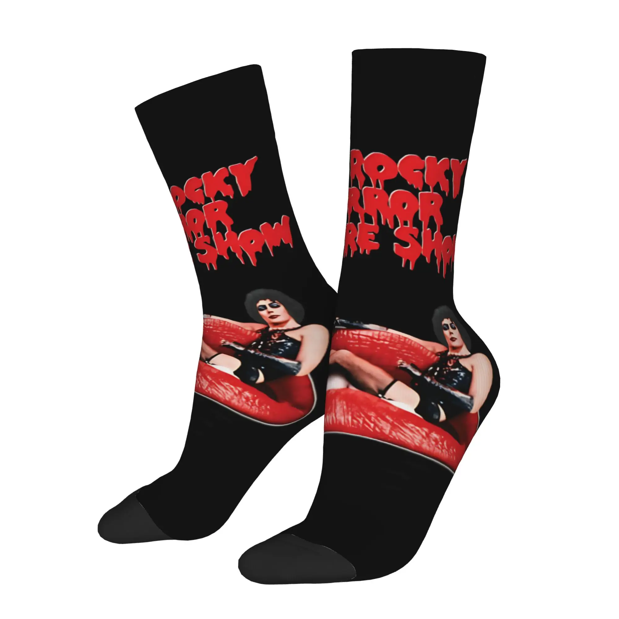 1 Pair Funny Crazy Sock for Men Rose Tint My World Hip Hop Vintage R-Rocky Horror Picture Show Pattern Printed Sock Casual