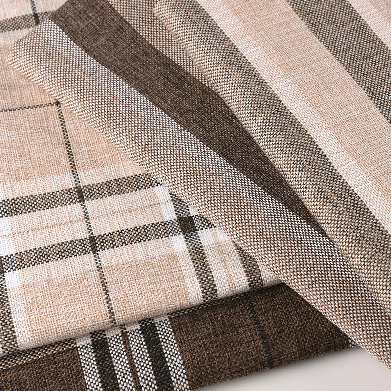 148 Cm Wide Sofa Fabric Thick Coarse Linen Fabric Plaid Stripes Tablecloth Pillow Background Cloth Cotton Polyester Linen Fabric