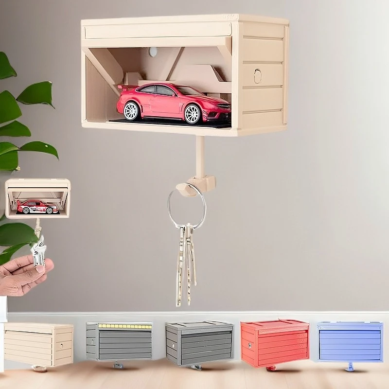 حامل مفاتيح جراج السيارة مع حامل مفاتيح معلق على الحائط للباب المفتوح، منظم مفاتيح مطبوع ثلاثي الأبعاد ممتع، ديكور جداري سهل التركيب