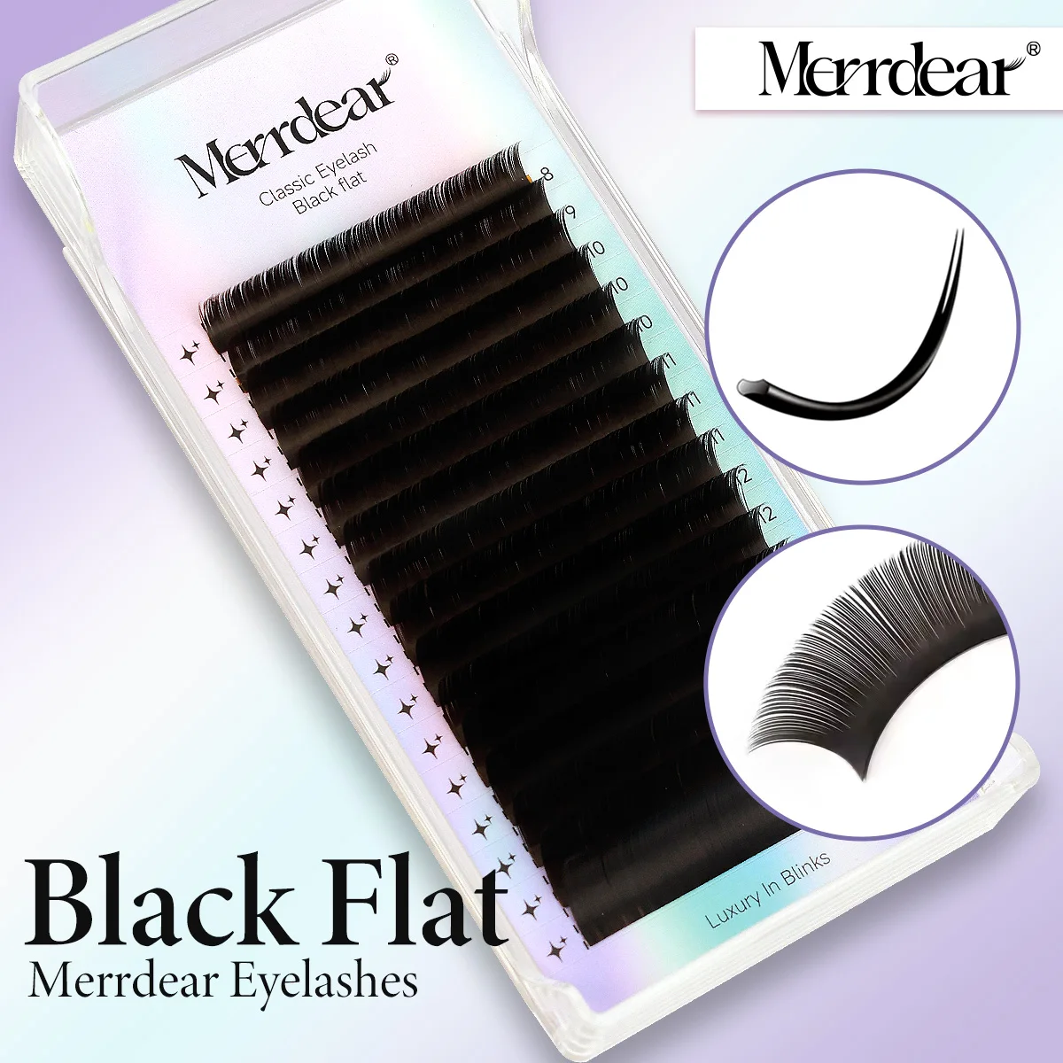 Extensions de cils individuels en soie volume effet éclatant, forme ellipse, courbure D, 0,2 mm, pointes fendues, mix 8-15 mm, fournitures pour extensions de cils