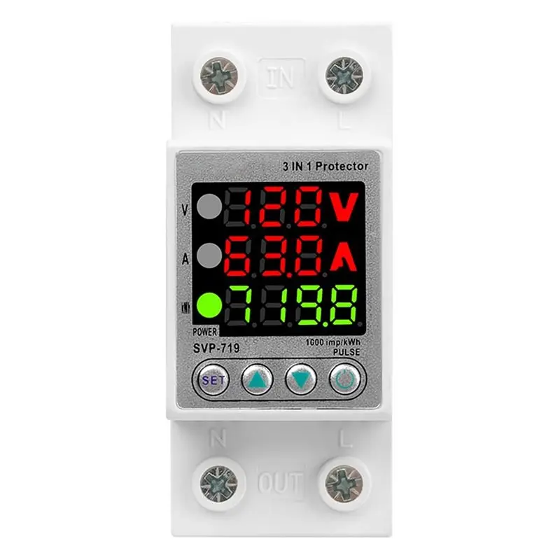 

SVP719 3-секционный LED-дисплей, реле 63А с защитой от перенапряжения, однофазный монитор низкого напряжения, защита от перегрузки по току