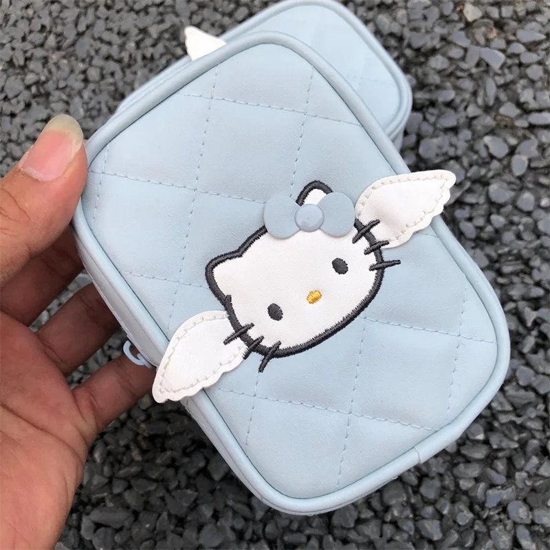 Sanrio Storage Bag Cute Angel Cartoon HelloKitty Rhombus Cross-body Portable Card Camera Bag Cartoon Birthday Gifts