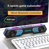 Cinema Desktop Wired Bluetooth Soundbar Computer HIFI Stereo Subwoofer with Dynamic RGB Light Effect Double Bass Diaphragm