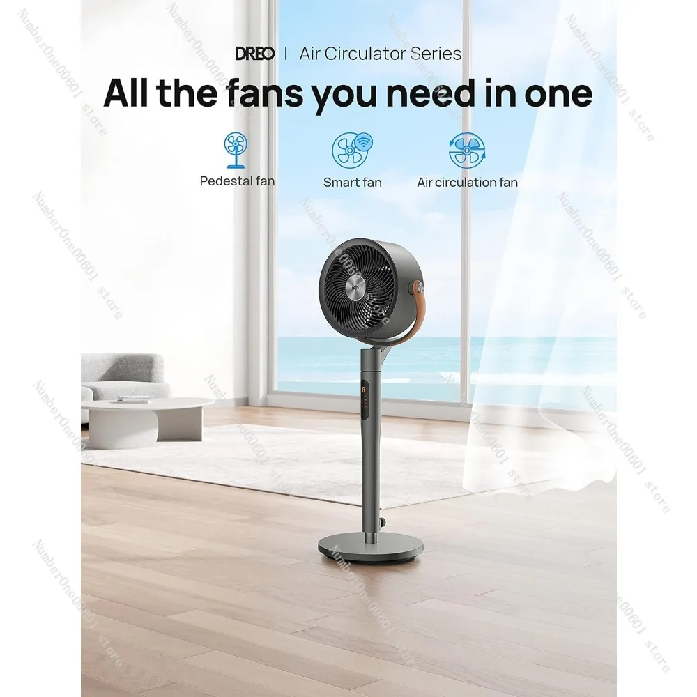 Pedestal Fan with Remote, 43'' Quiet Standing Fan for Home Bedroom, 120°+105° Smart Oscillating Floor Fans