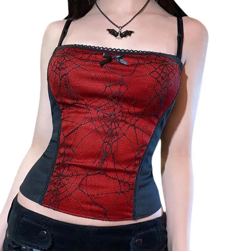 

Spider Web Lace Crop Top Women's Fashion Cross-Border Spider Web Design Feminine And Stylish No Chest Pad Spring 2026