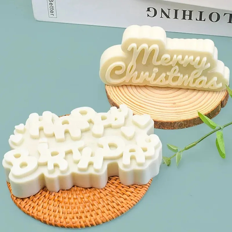 3d english letters christmas merry candle silicone mold diy christmas tree candles gypsum chocolate birthday cake baking molds
