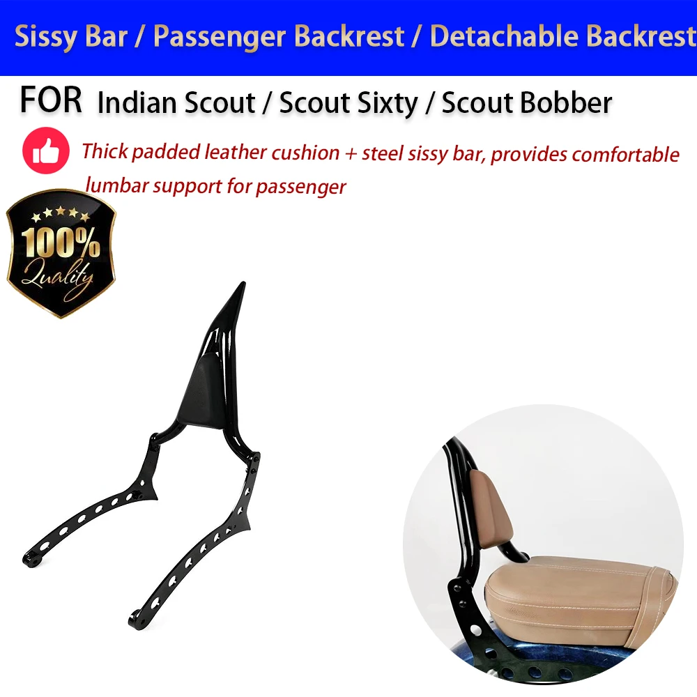 For Indian Scout Bobber Sixty Sissy Bar Backrest Detachable Quick Release No-Drill Accesorios Moto