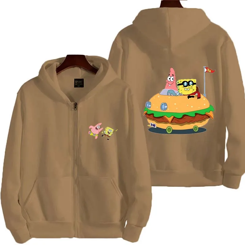 Hamburg SpongeBob SquarePants Patrick Star2026 New Fashion Cartoon Anime Street Sports Men's Zipper Shirt Women's Couple Hoodie